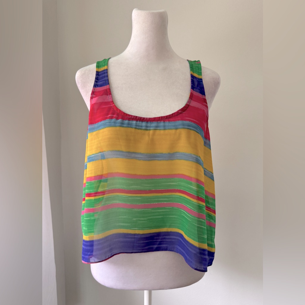 Show Me Your Mumu Semi-Sheer Multicolored Cropped Tank Top
